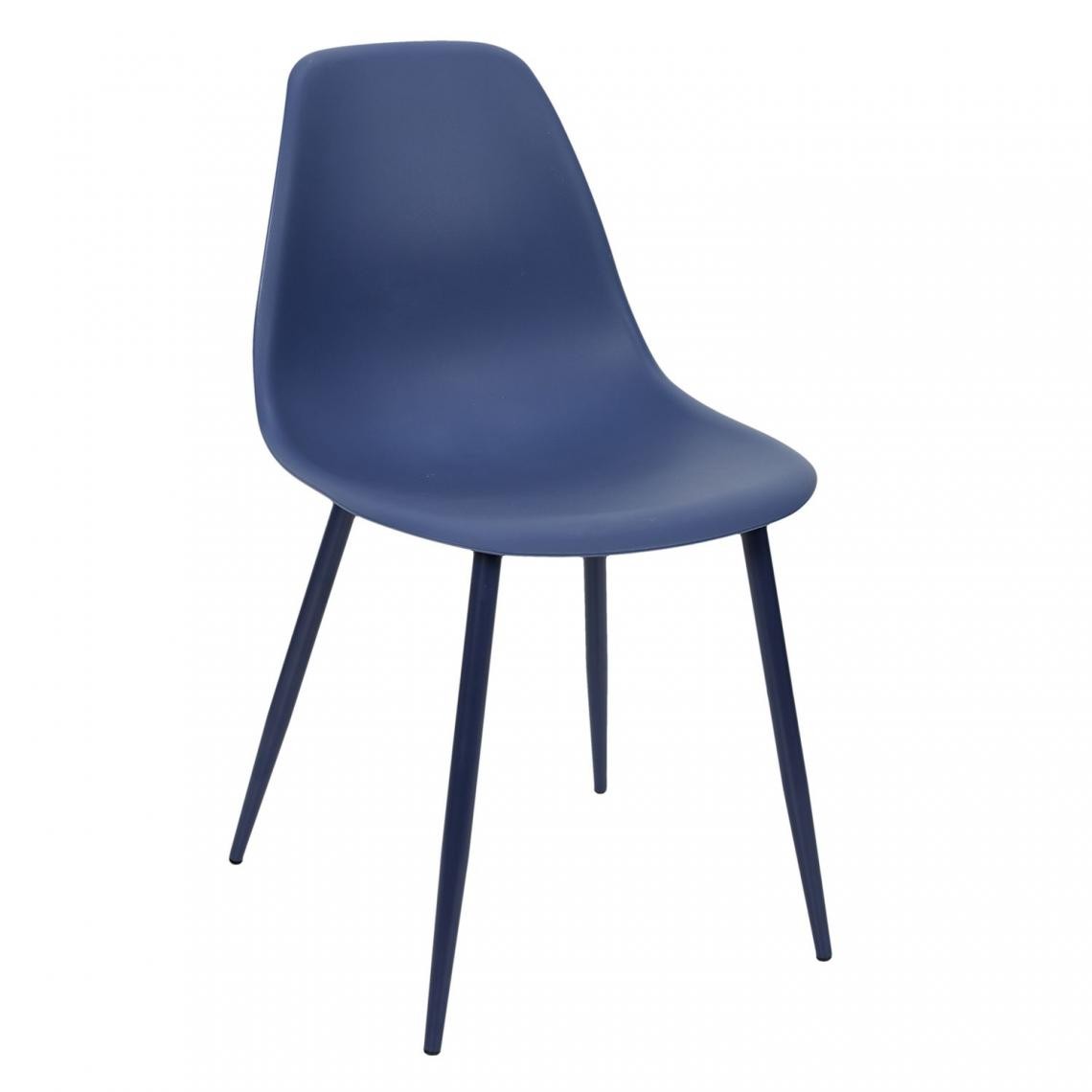 Toilinux - Chaise style scandinave Mila avec pieds en métal - Bleu - Chaises