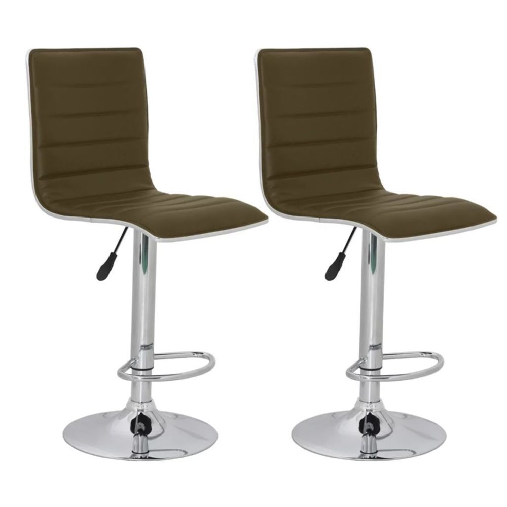 Helloshop26 - Lot de deux tabourets de bar design chaise siège marron 1202127 - Chaises
