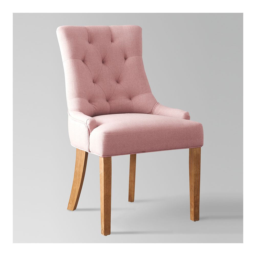 Nouvomeuble - Chaise rose en tissu et bois ANGELINA - Chaises