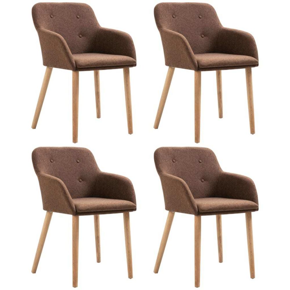 marque generique - Chic Fauteuils et chaises collection Windhoek 4 pcs Chaises de salle à manger Marron Tissu et chêne massif - Chaises