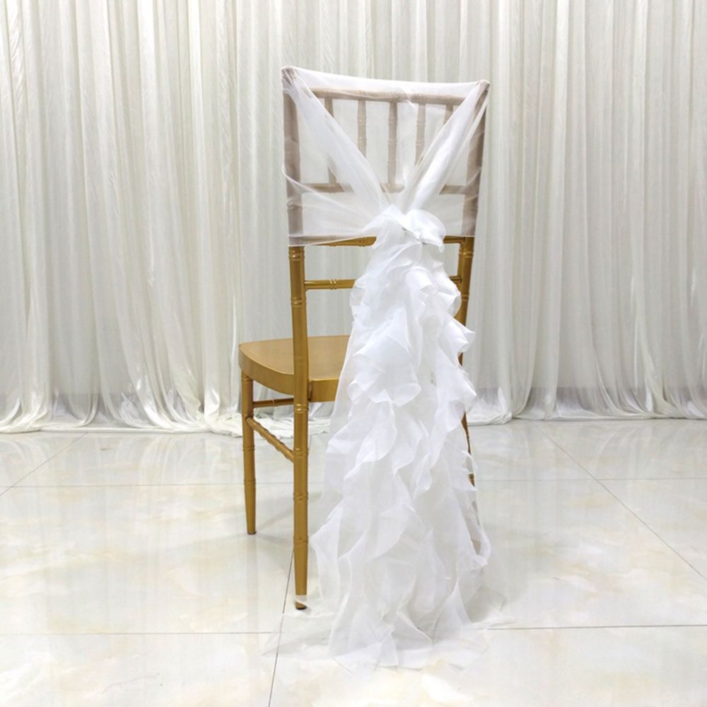 marque generique - capuche en mousseline de soie avec volants décoration de chaise housse pour mariage événements spéciaux gris - Tiroir coulissant