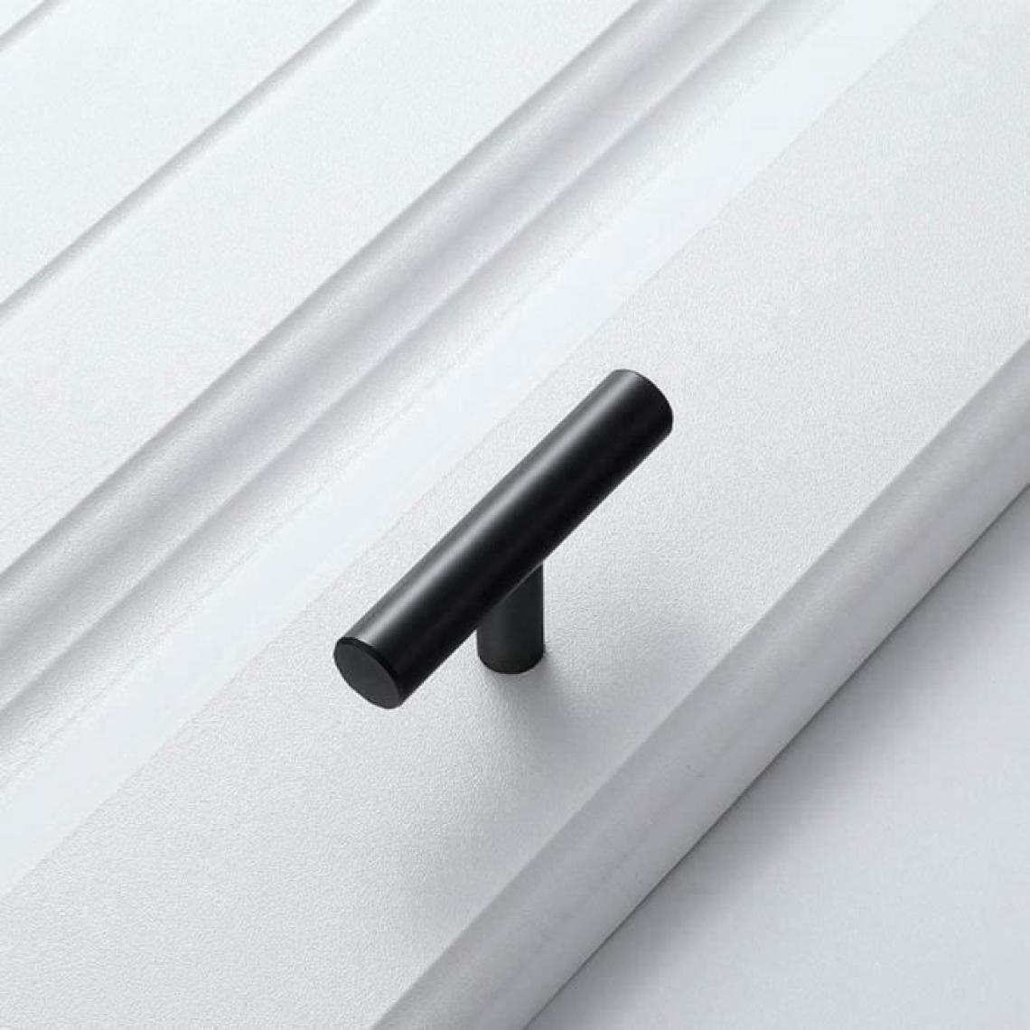 Wottes - 10 Pcs forme de T poignée en un mot en alliage d'aluminium simplicité nordique - Diamètre 12mm - Trou Unique - Noire Mate - Poignée de porte