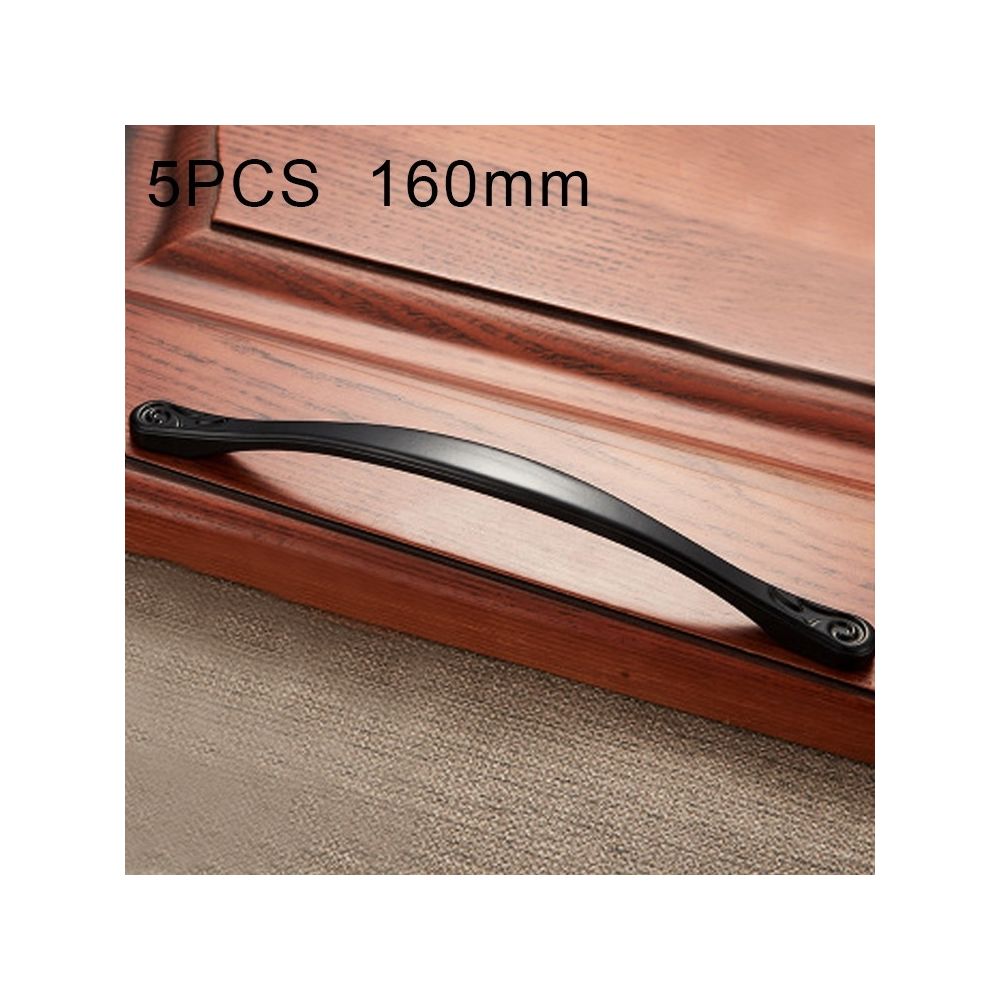Wewoo - Poignée d'armoire 5 PCS 4041-160 noir mat en alliage de zinc de cabinet Pas 160mm - Poignée de porte