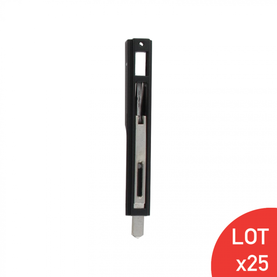 Secury-T - Verrou à onglet 140 mm, noir LOT DE 25 - Crémone