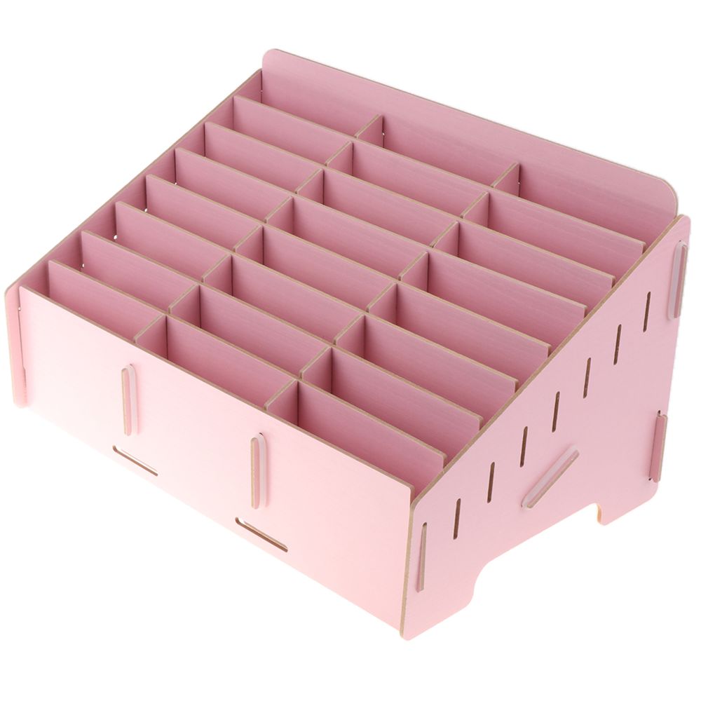 marque generique - Support de grille du bureau 24 en bois multifonctionnel pour téléphone rose - Équerre étagère