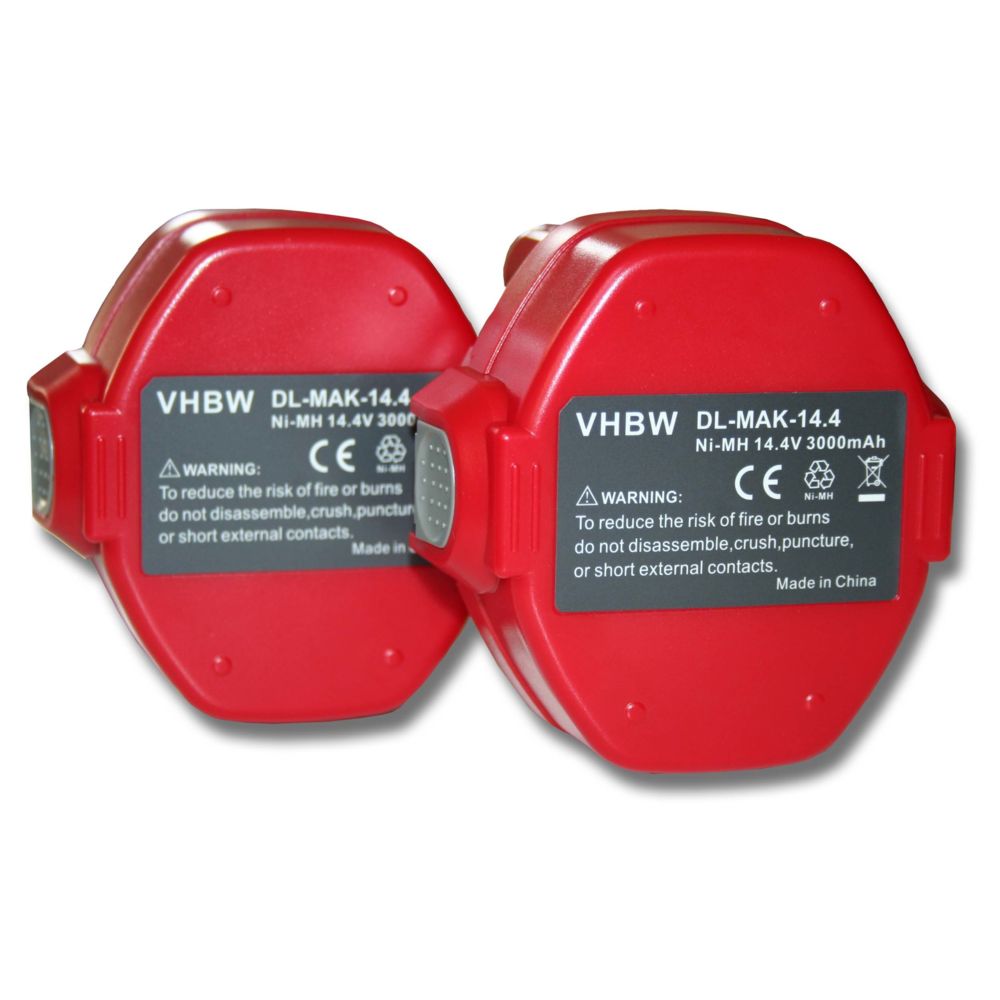 Vhbw - 2x Batterie Ni-MH 3000mAh (14.4V) vhbw pour outils JR140DWBE, JR140DWD, ML140 Flashlight comme Makita 1420, 1422, 1422 192600-1, 192600-1. - Clouterie
