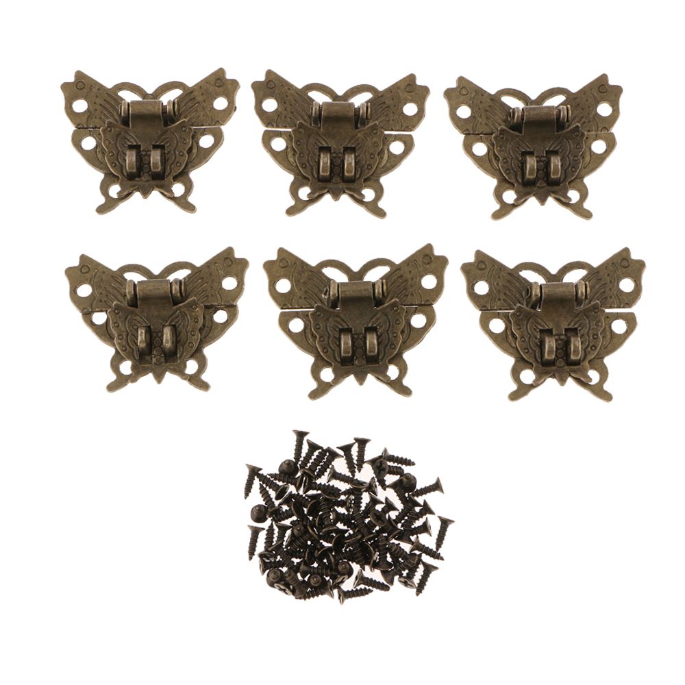 marque generique - 6pcs bronze antique bijoux boîte à bois loquet serrure décorative hasp boucle boulon - Bloque-porte