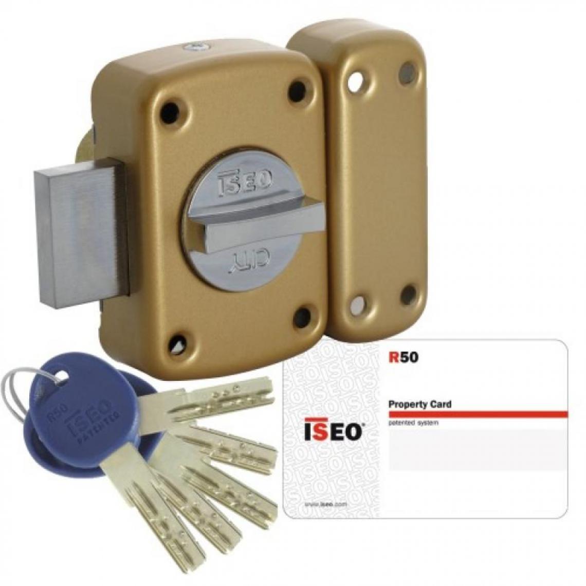 Iseo City - Verrou de haute sûreté ISR 50 avec 5 clés protégées cylindre de 45 mm bouton - Verrou, cadenas, targette