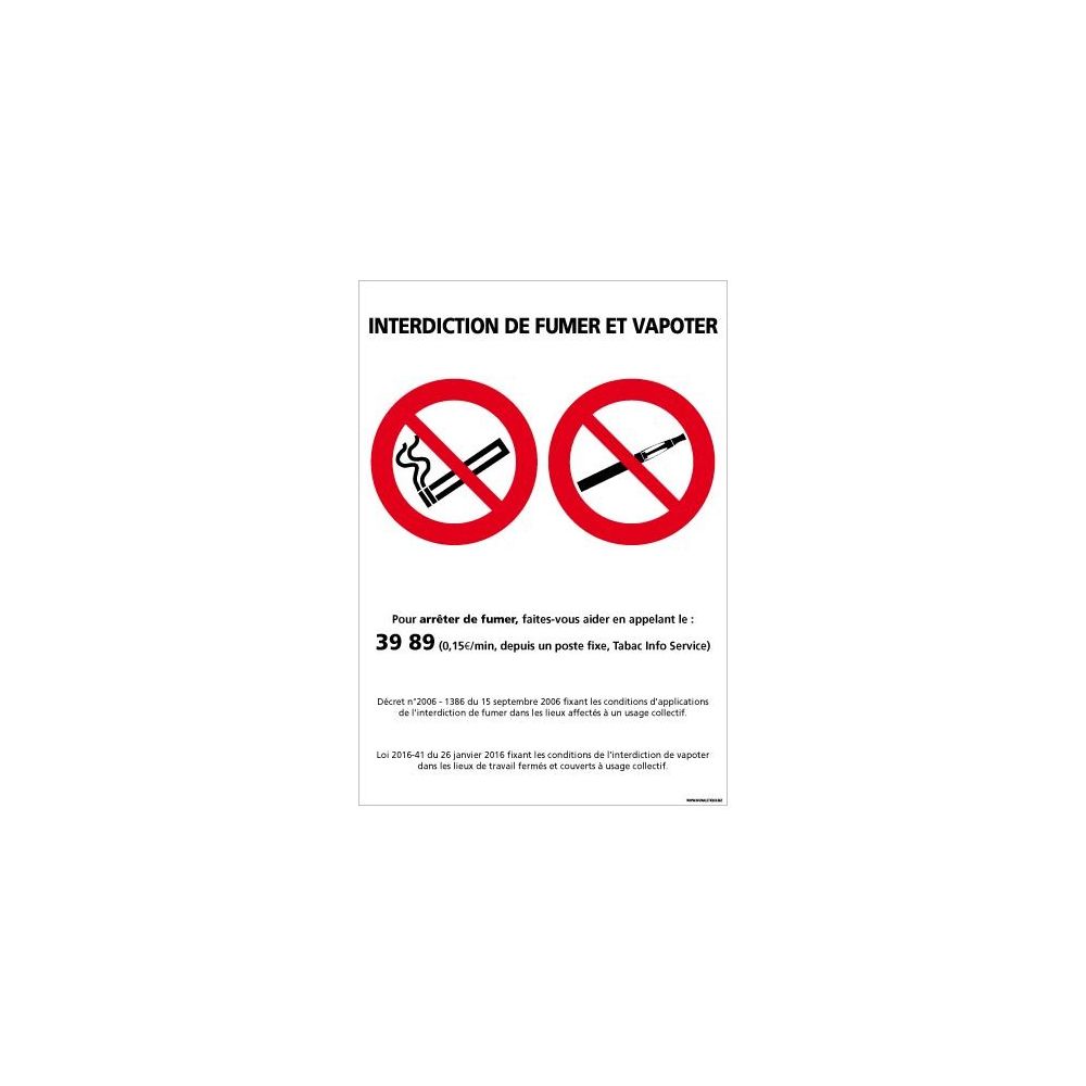Signaletique Biz - Adhésif Interdiction de Fumer et Vapoter - Dimensions 150 x 210 mm - Protection anti-UV - Extincteur & signalétique