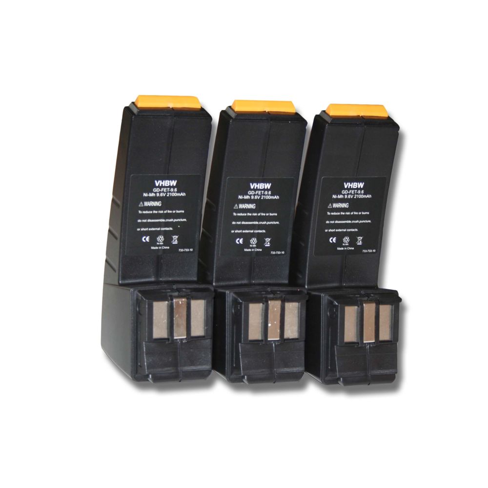 Vhbw - 3x Batterie Ni-MH 2100mAh (9.6V) vhbw pour outils FSP-488437, FSP-489257, FSP-490355 comme Festo, Festool CCD9.6, CCD9.6ES, CCD9.6FX. - Clouterie