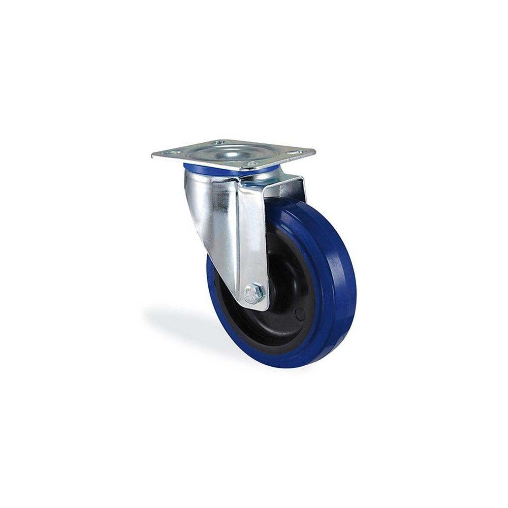 marque generique - Roulette pivotante caoutchouc bleu élastique diamètre 80mm charge 80kg - Cheville