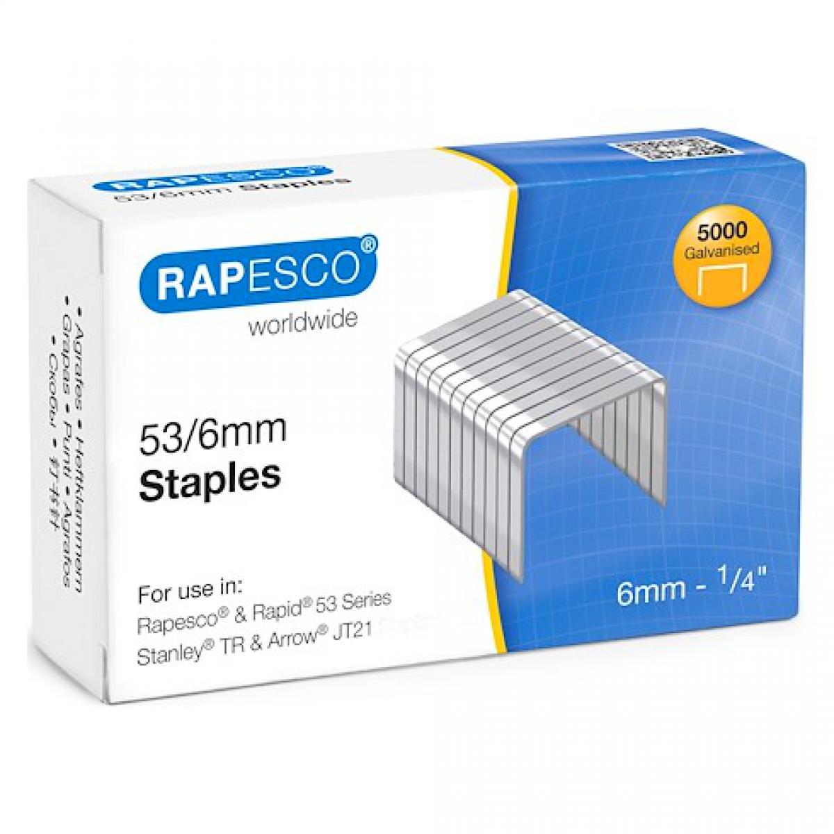 Rapesco - Agrafe Rapesco 53/8 galvanisée - Boîte de 5000 - Boulonnerie
