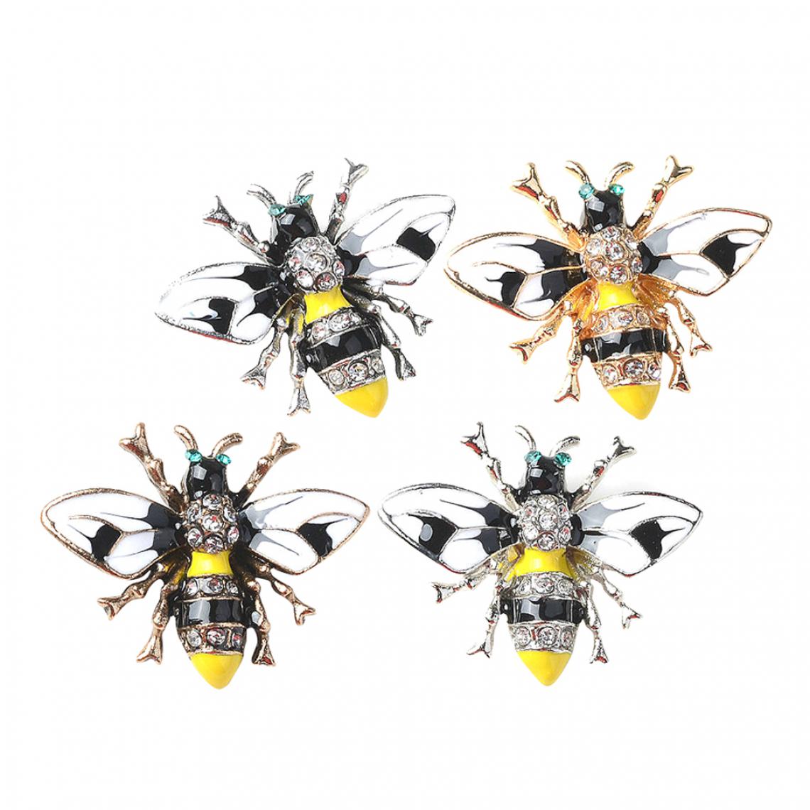 marque generique - 4x Boutons En Alliage émaillé En Forme D'abeille Embellissement Artisanal 31mm - Poignée de meuble