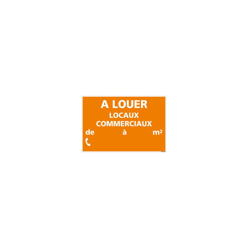 Signaletique Biz - Panneau Immobilier Locaux Commerciaux à Louer - Orange - Plastique rigide AKILUX 3,5mm - Dimensions 600x400 mm - Livré Avec Une Planche de Chiffres - Extincteur & signalétique