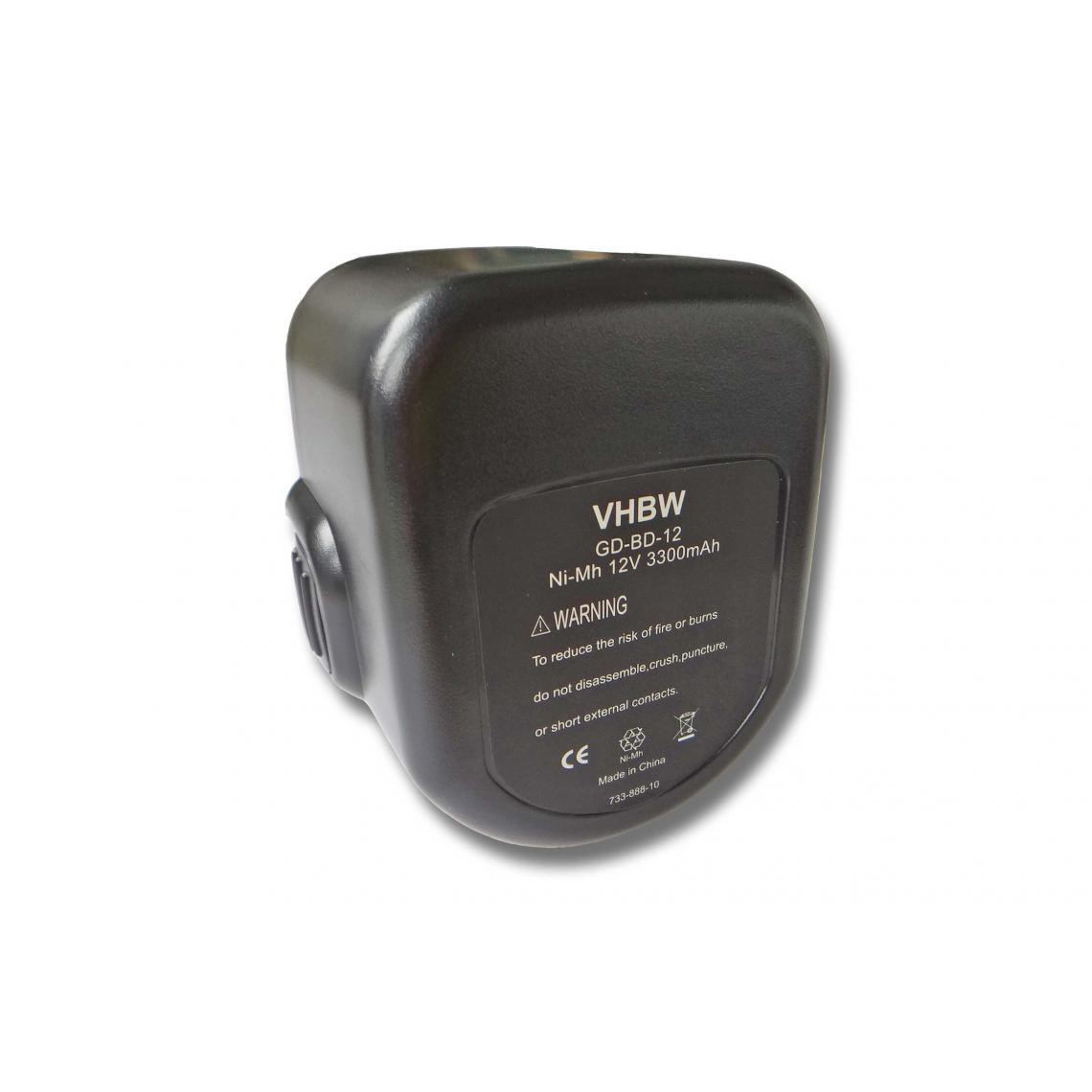 Vhbw - vhbw Batterie compatible avec Black & Decker HP331, HP431, KC12, KC1251, KC1251C, KC1251CN, KC1252 outil électrique (3000mAh NiMH 12V) - Clouterie