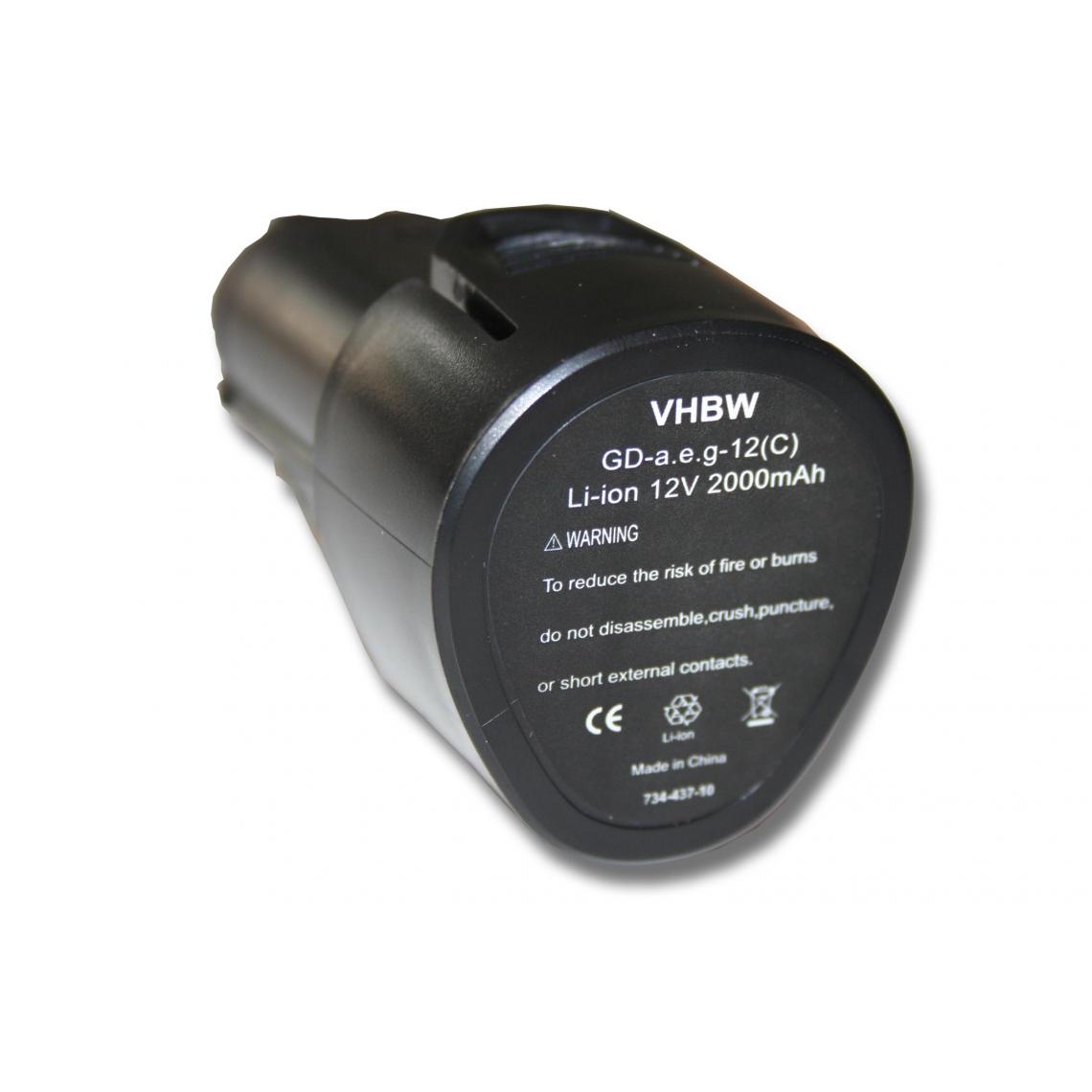 Vhbw - vhbw Batterie remplacement pour AEG L1215R, L1230 pour outil électrique (2000mAh Li-ion 12V) - Clouterie