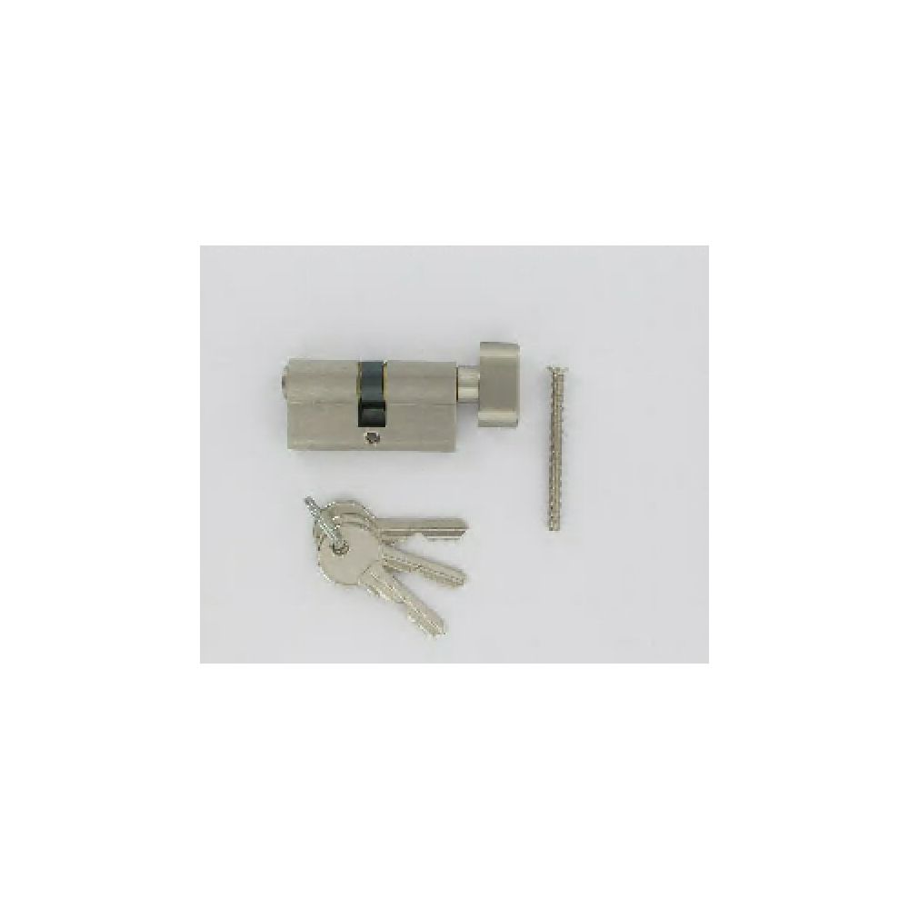 Secury-T - Cylindre à bouton sur Passe Général Y de 60 mm varié en laiton chromé satiné - Cylindre de porte