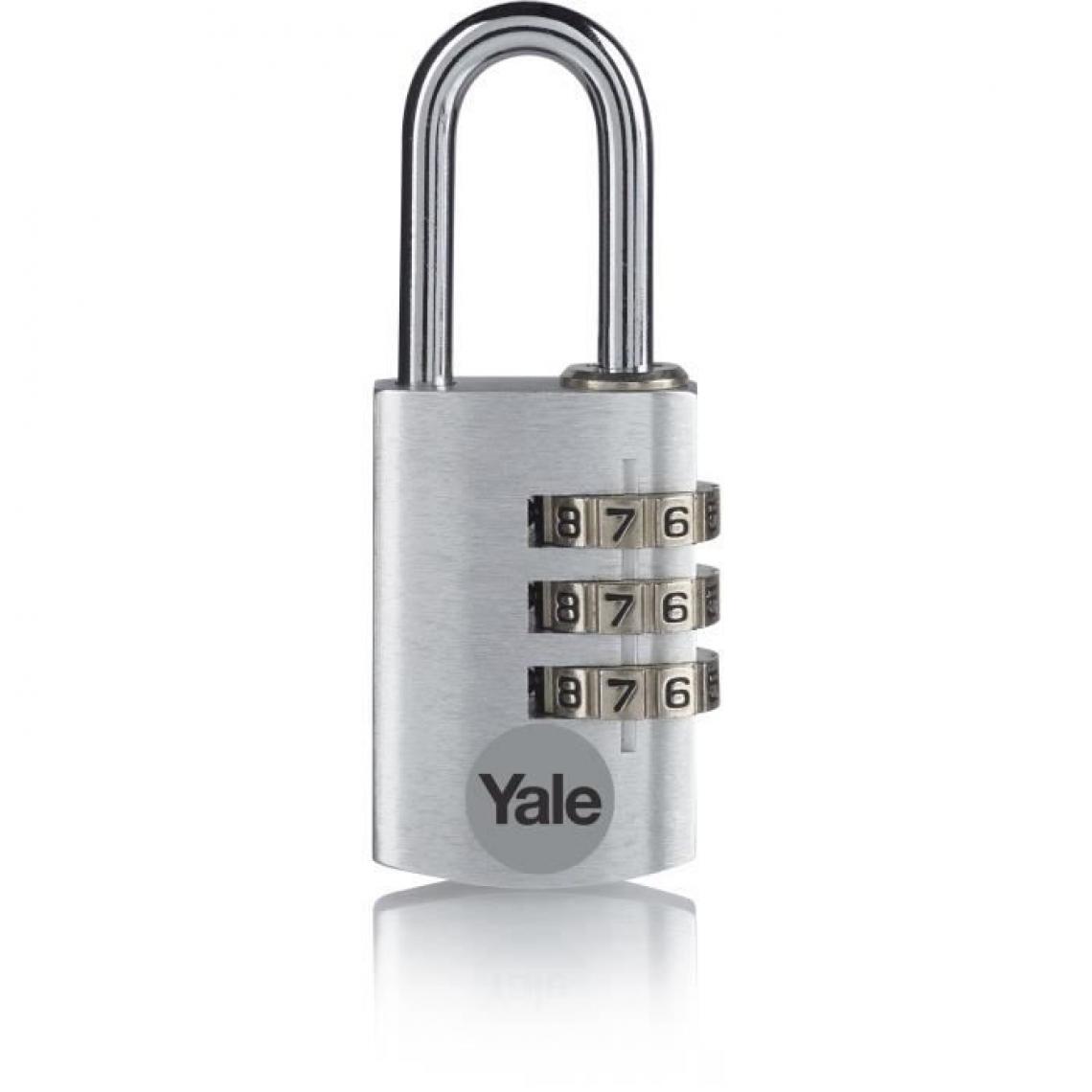 Yale - YALE Cadenas aluminium a combinaison 20 mm, anse acier, argent, 3 chiffres - Verrou, cadenas, targette