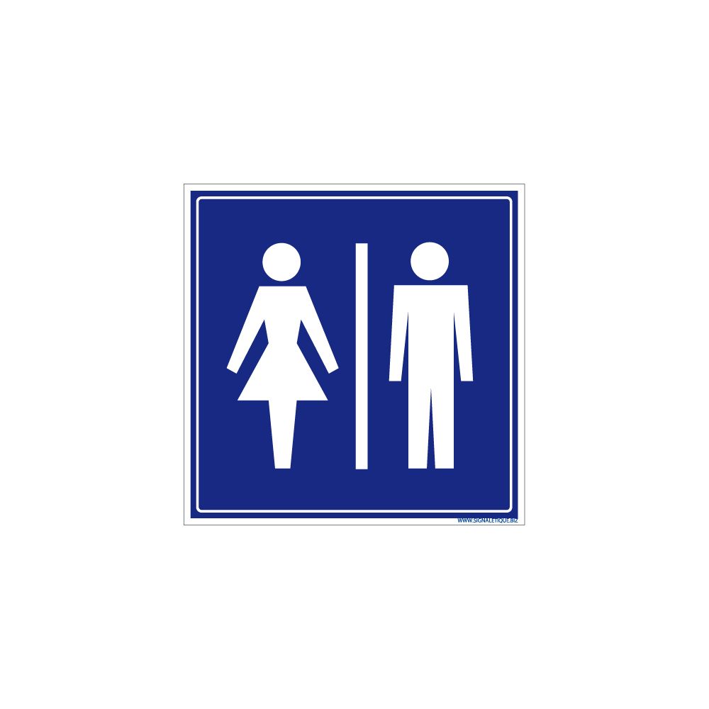 Signaletique Biz - Panneau - Toilettes WC Hommes Femmes - Plastique rigide PVC 1,5 mm - Dimensions 125 x 125 mm - Double face autocollant au dos - Protection Anti-UV - Extincteur & signalétique