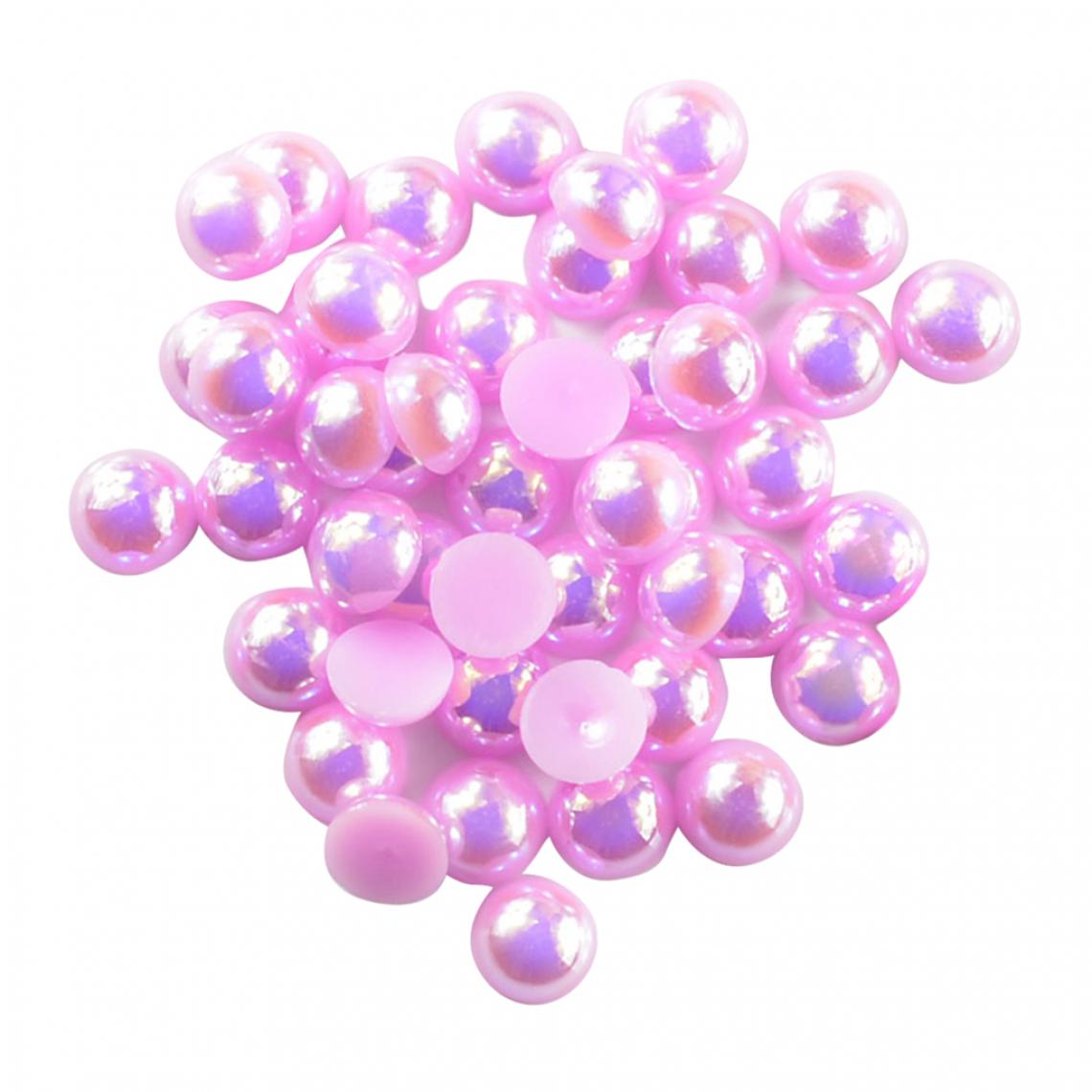 marque generique - 100 pièces demi perle perle dos plat 8mm scrapbooking pour diy artisanat rose - Poignée de meuble