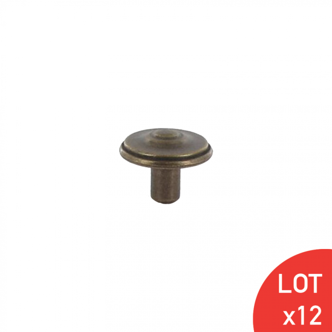 Secury-T - Bouton de meuble rustique laitonné vieux bronze D28 mm LOT DE 12 - Poignée de meuble