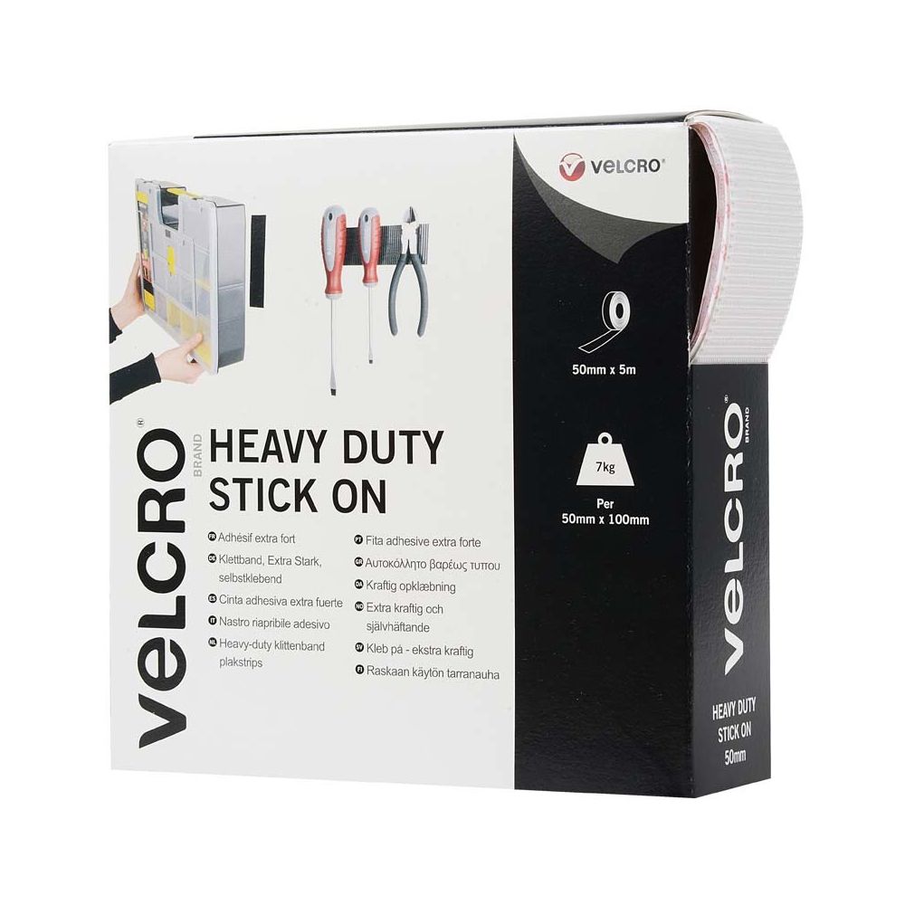 Velcro - Velcro adhésif extra fort - Noir - 50mm x 5m - boucle et crochet plastique - Colle & adhésif