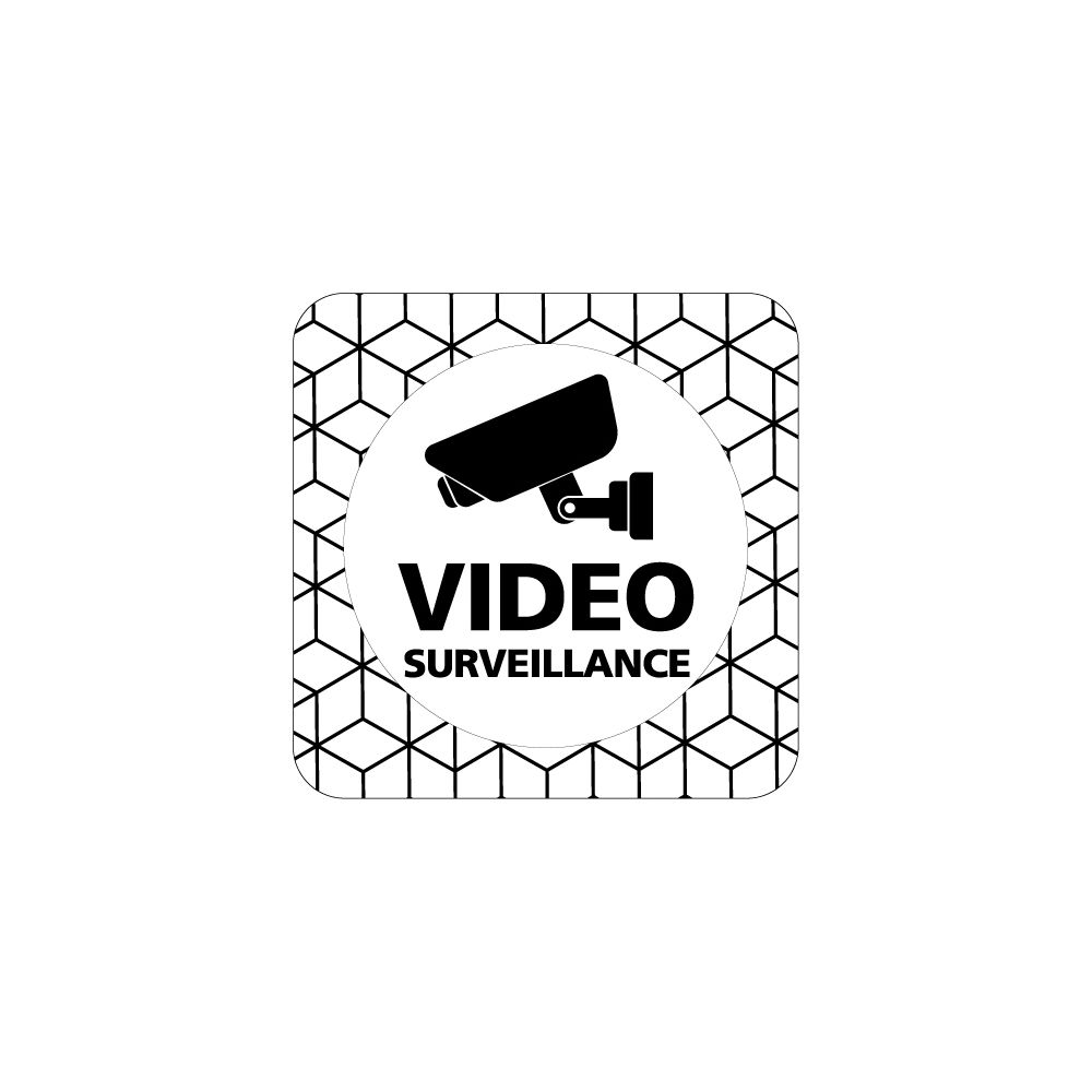 Signaletique Biz - Plaque de Porte - PVC 1.5mm - Vidéo Surveillance - Dimensions 125x125 mm - Cube - Double Face Autocollant au Dos - Protection Anti UV - Extincteur & signalétique