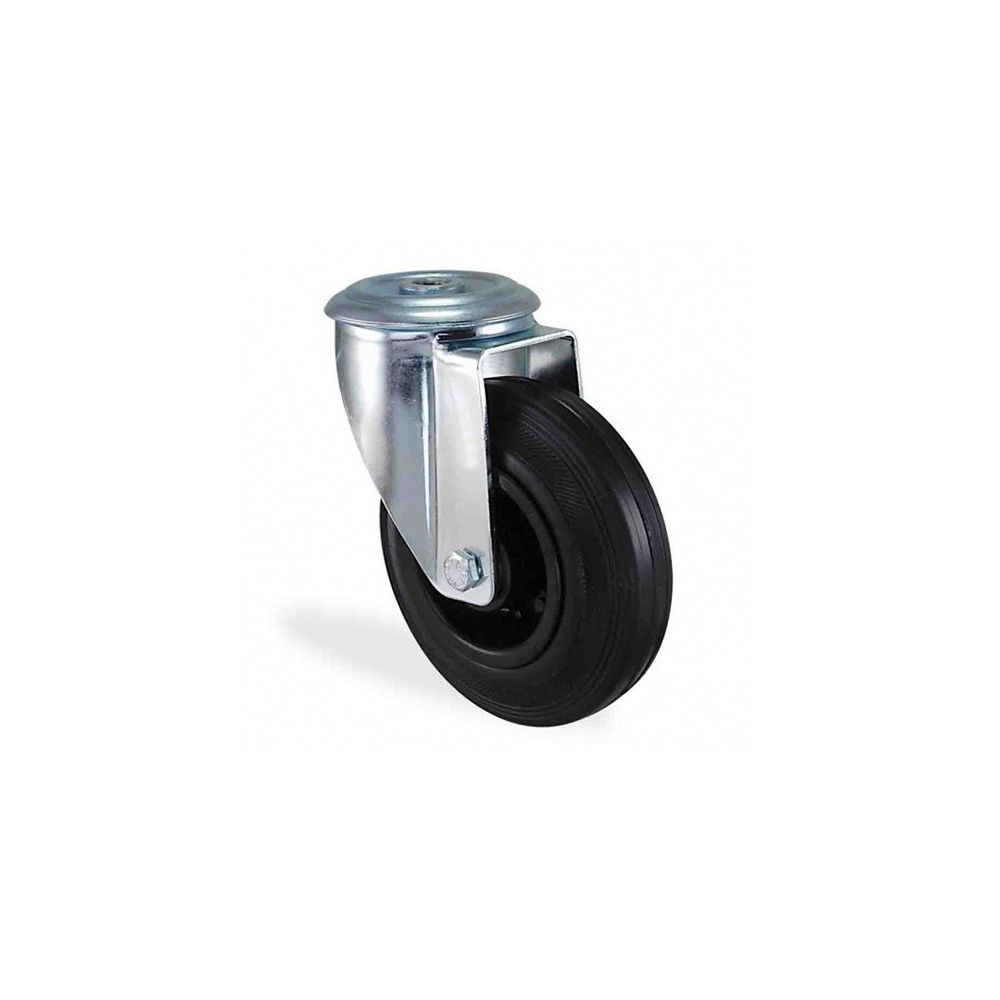 marque generique - Roulette à oeil pivotante caoutchouc noir diamètre 200mm charge 220kg - Cheville