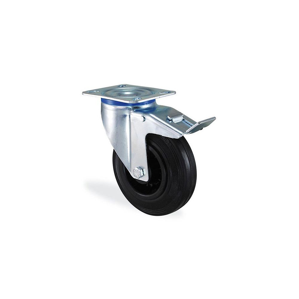 marque generique - Roulette pivotante à frein caoutchouc noir diamètre 160mm charge 135kg - Cheville
