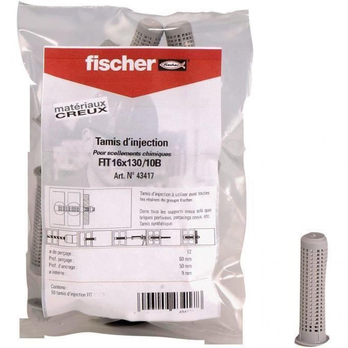 Fischer - FISCHER - Tamis d'injection FIS HK 16x130 - Sachet de 10 tamis - Glissière, coulisse de tiroir