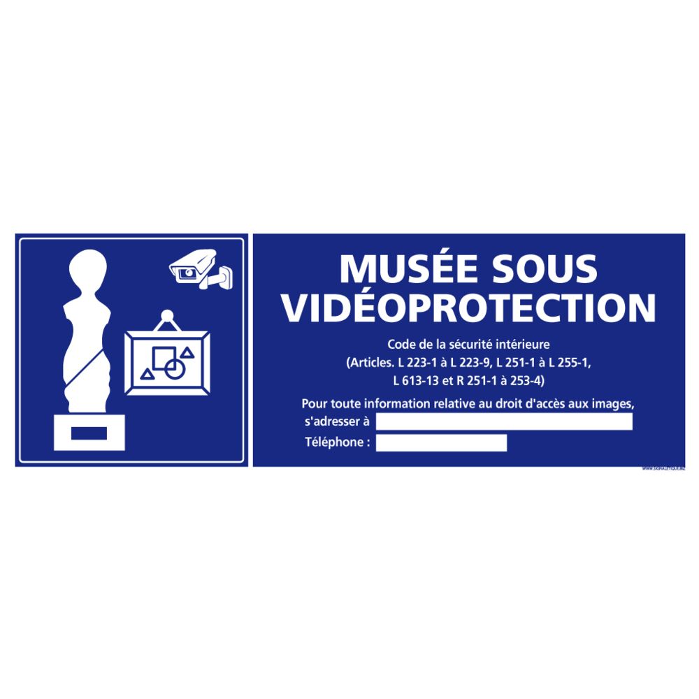 Signaletique Biz - Adhésif Musée Sous Vidéo Protection - Dimensions 350x125 mm - Protection anti-UV - Extincteur & signalétique