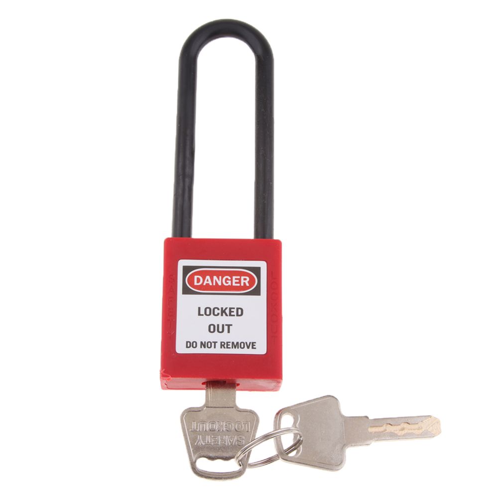 marque generique - Cadenas de sécurité de sécurité à clé, différent, PA et acier, rouge - Bloque-porte
