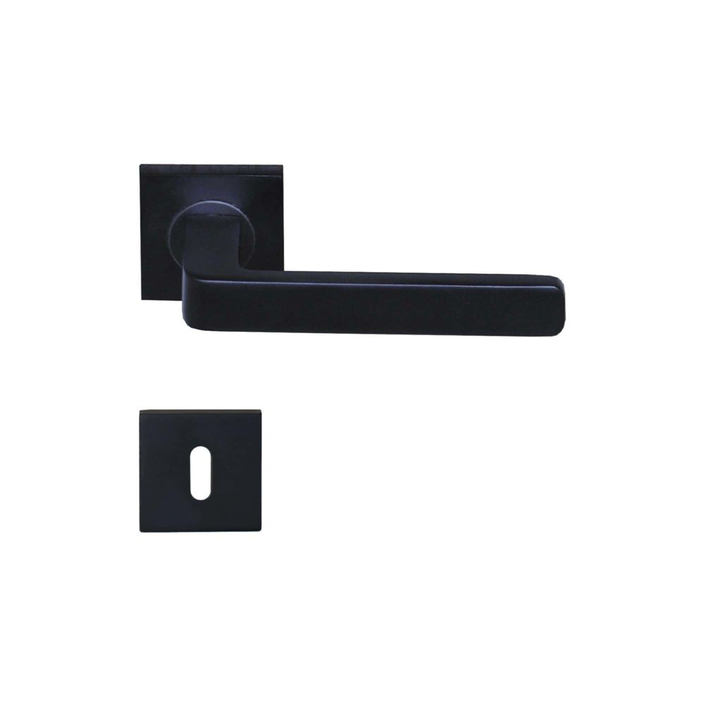 marque generique - Poignées de porte modèle Soho avec rosaces carrées à clé - aluminium anodisé noir x2 - Poignée de porte