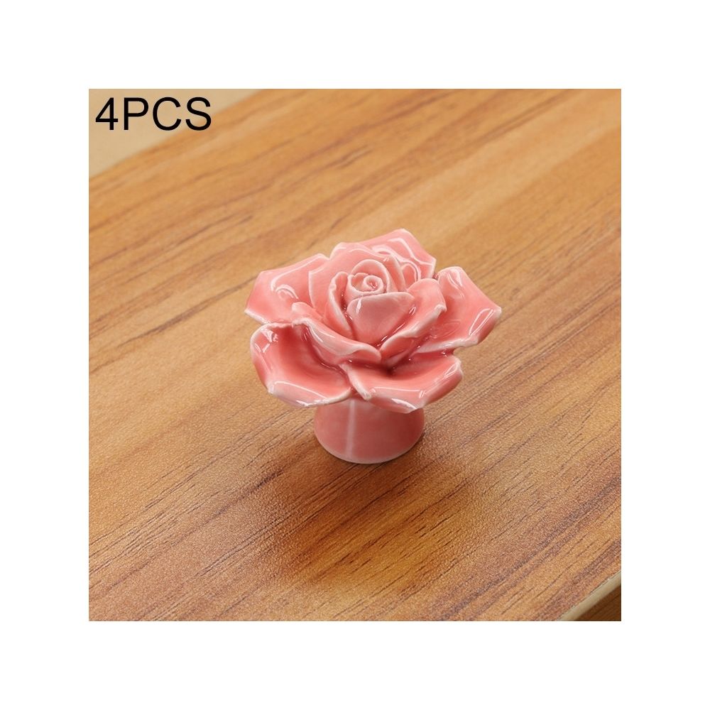 Wewoo - Poignée d'armoire 4 PCS 41mm Forme de Rose Littéraire Moderne Couleur Céramique Vitrée Manche De Tiroir - Poignée de porte