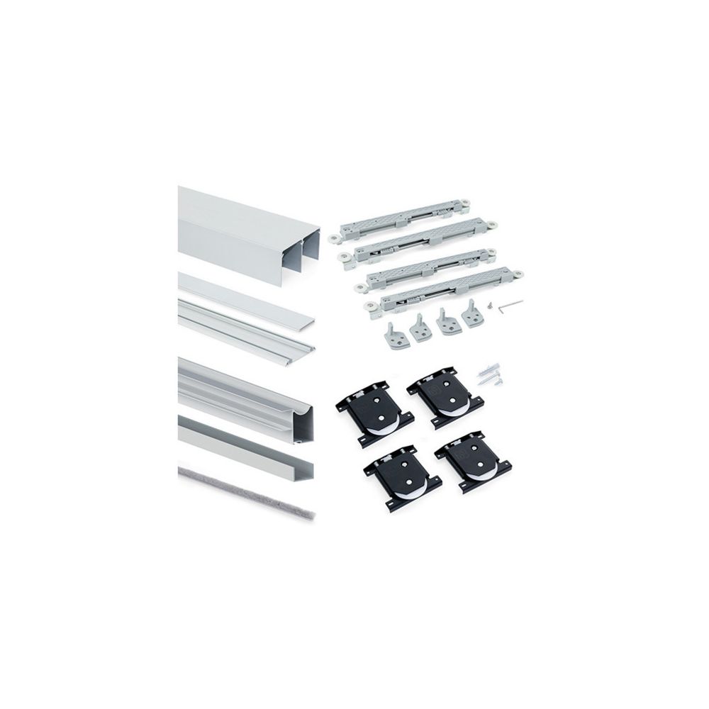 Emuca - Kit armoire Placard 2 portes avec profils Wave18 et fermeture amortie - 6030462 - Emuca - Système coulissant