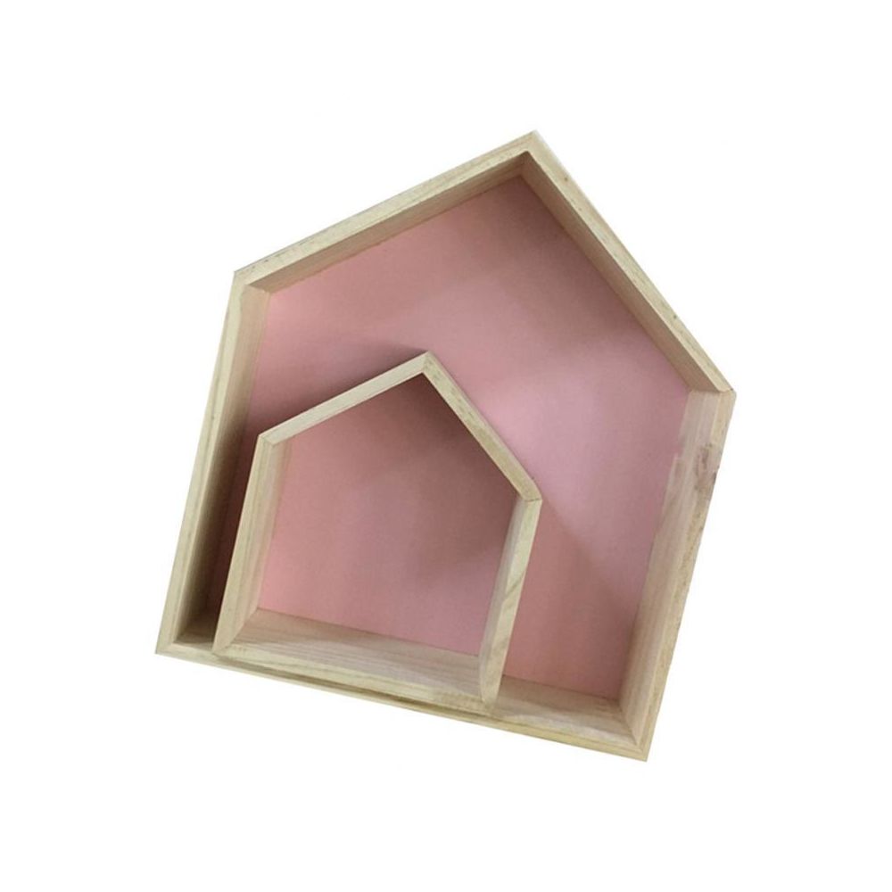 marque generique - Étagères de stockage fixées au mur en bois de petite maison 2pcs / ensemble grand et petit rose - Visserie