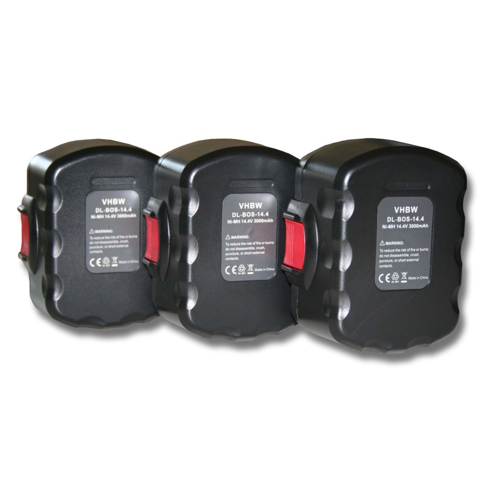 Vhbw - vhbw 3x batteries Ni-MH 3000mAh (14.4V) pour outils GST 14.4V, GWS 14.4V, GWS 14.4V, 3B comme Bosch 2 607 335 264, 2 607 335 276, 2 607 335 465. - Clouterie