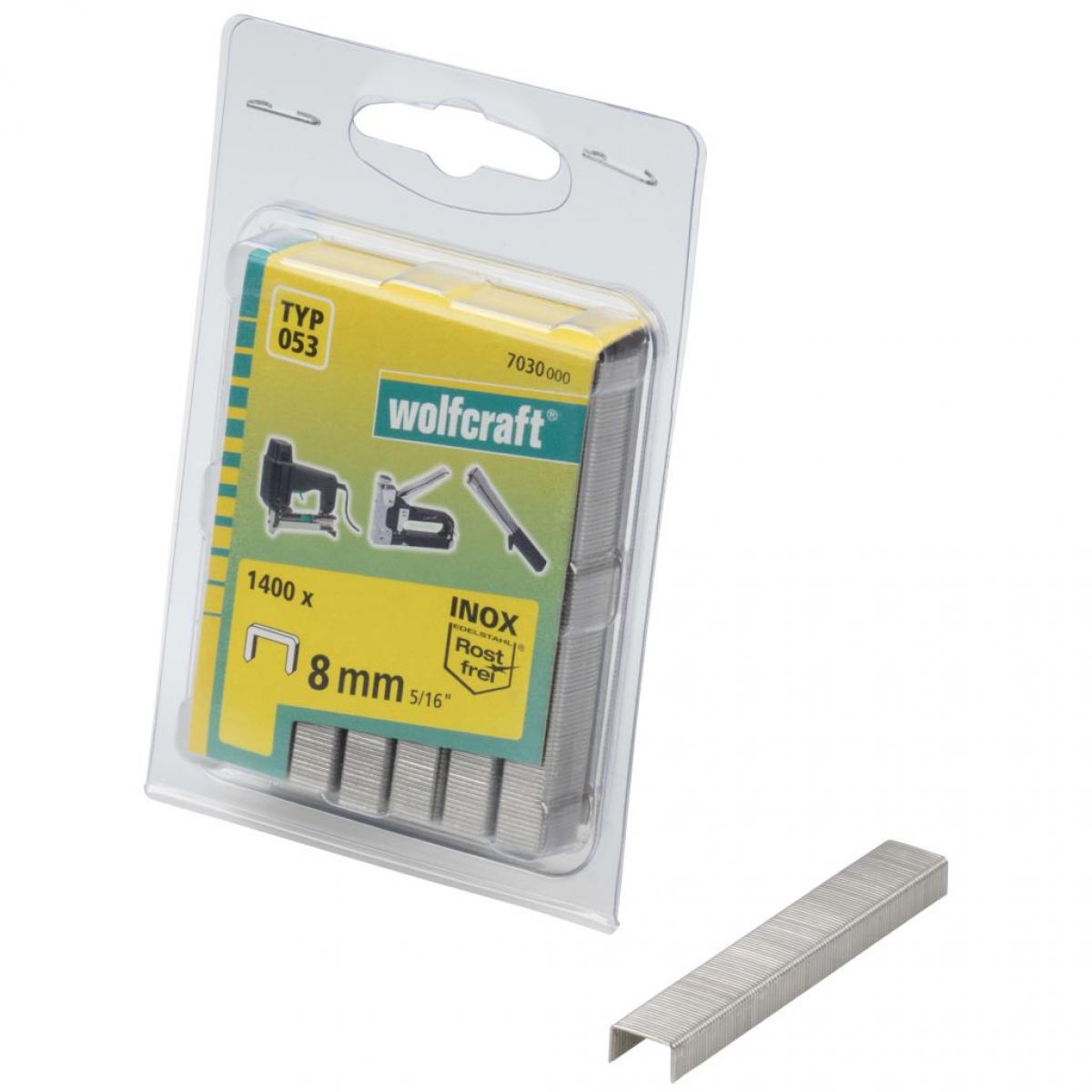 Wolfcraft - wolfcraft Agrafes à dos large Type 053 1400 pcs 8 mm 7030000 - Clouterie