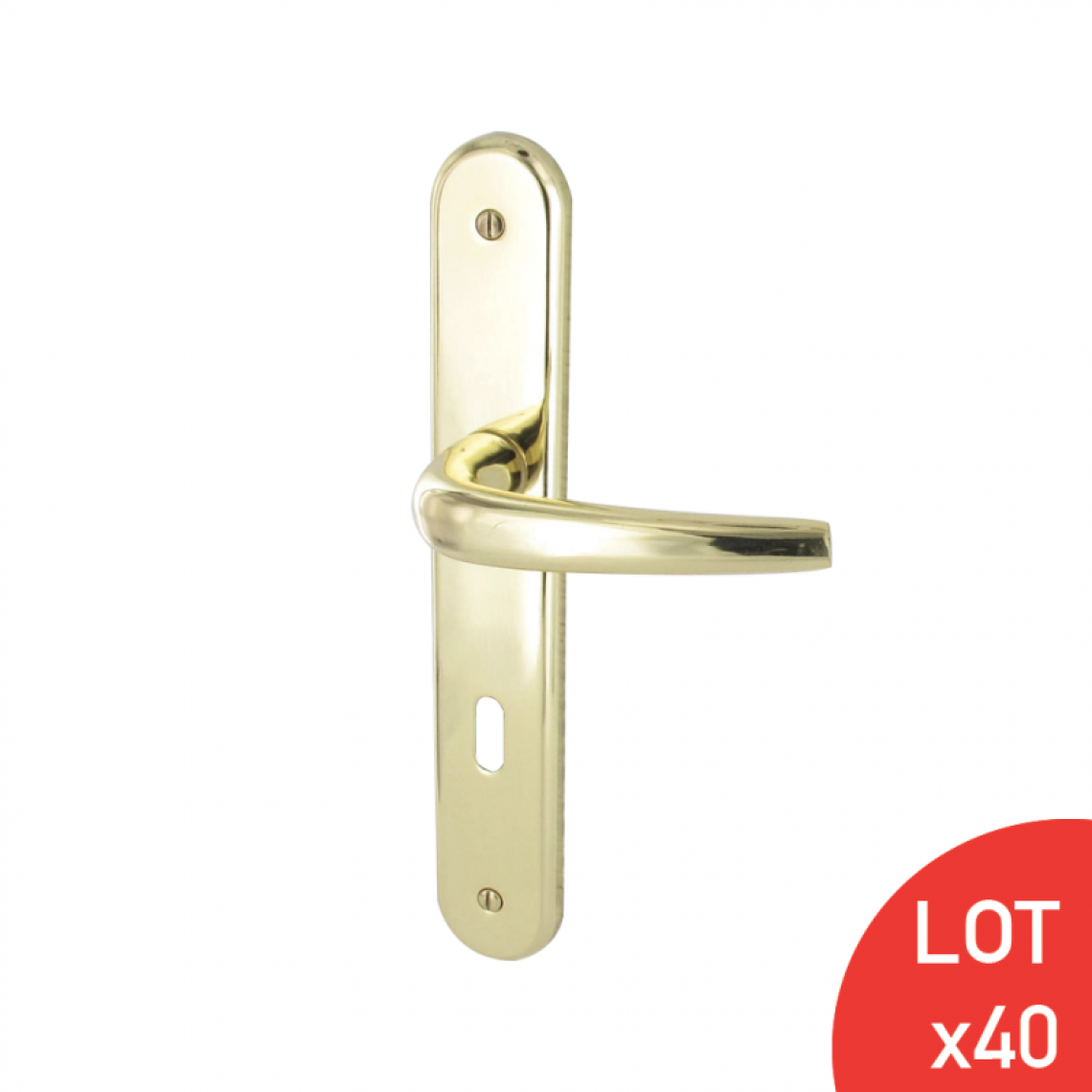 Sama - Poignées de porte laiton poli lingot trou de clé L LOT DE 40 - Poignée de porte