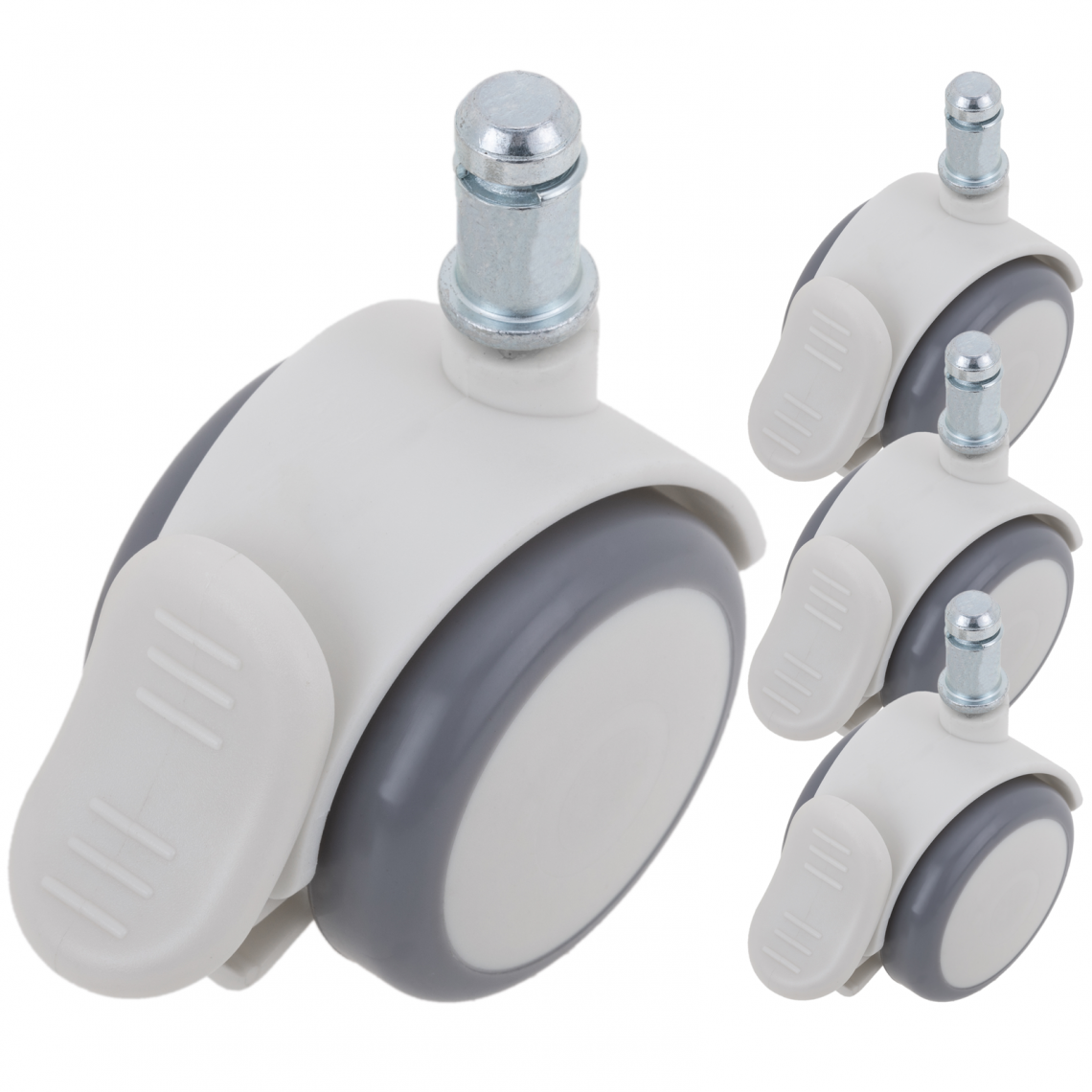 Primematik - Toulettes pivotantes en PU ABS de haute qualité, frein unidirectionnel et serrage de type tige à anneau M11 50x44.3x62mm lot 4 - Pieds & roulettes pour meuble