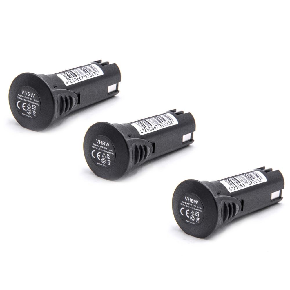 Vhbw - vhbw 3x Li-Ion batterie 1500mAh (3.6V) pour outil électrique outil Powertools Tools Panasonic EZ7410, EZ7410LA1J, EZ7410LA1S, EZ7410X, EZ7411 - Clouterie