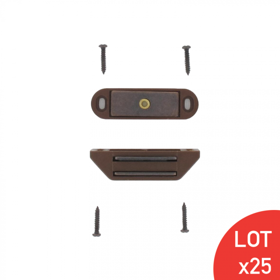 Sama - Loqueteau magnétique marron force 4 kg avec vis LOT DE 25 - Bloque-porte