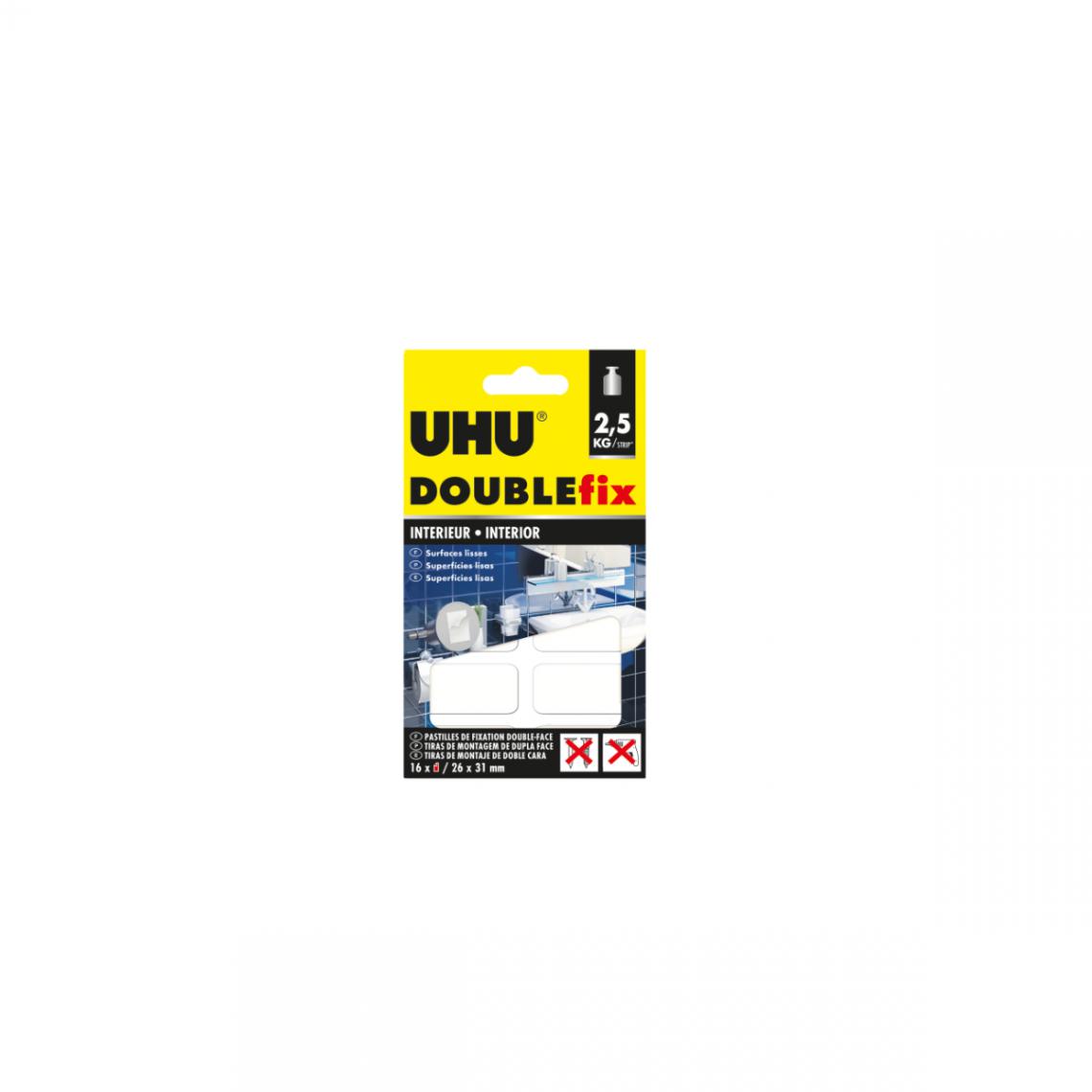 Uhu - Pastilles adhésives UHU Doublefix Extra Fort Intérieur - 16 pastilles - 36450 - Colle & adhésif