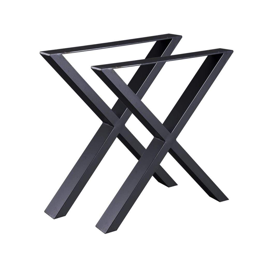 Bcelec - Bc-elec - HMLT-4 Jeu de 2 Pieds de table en acier format X noir, Pieds pour meubles, Pieds de table métal 60x72cm - Pieds & roulettes pour meuble