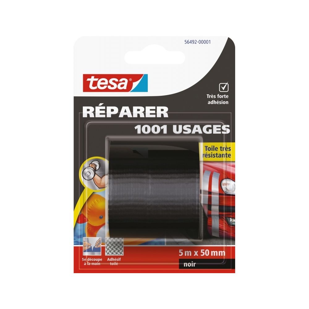 Tesa - Ruban adhésif réparation - 1001 usages - 5 M x 50 mm - Noir - TESA - Colle & adhésif