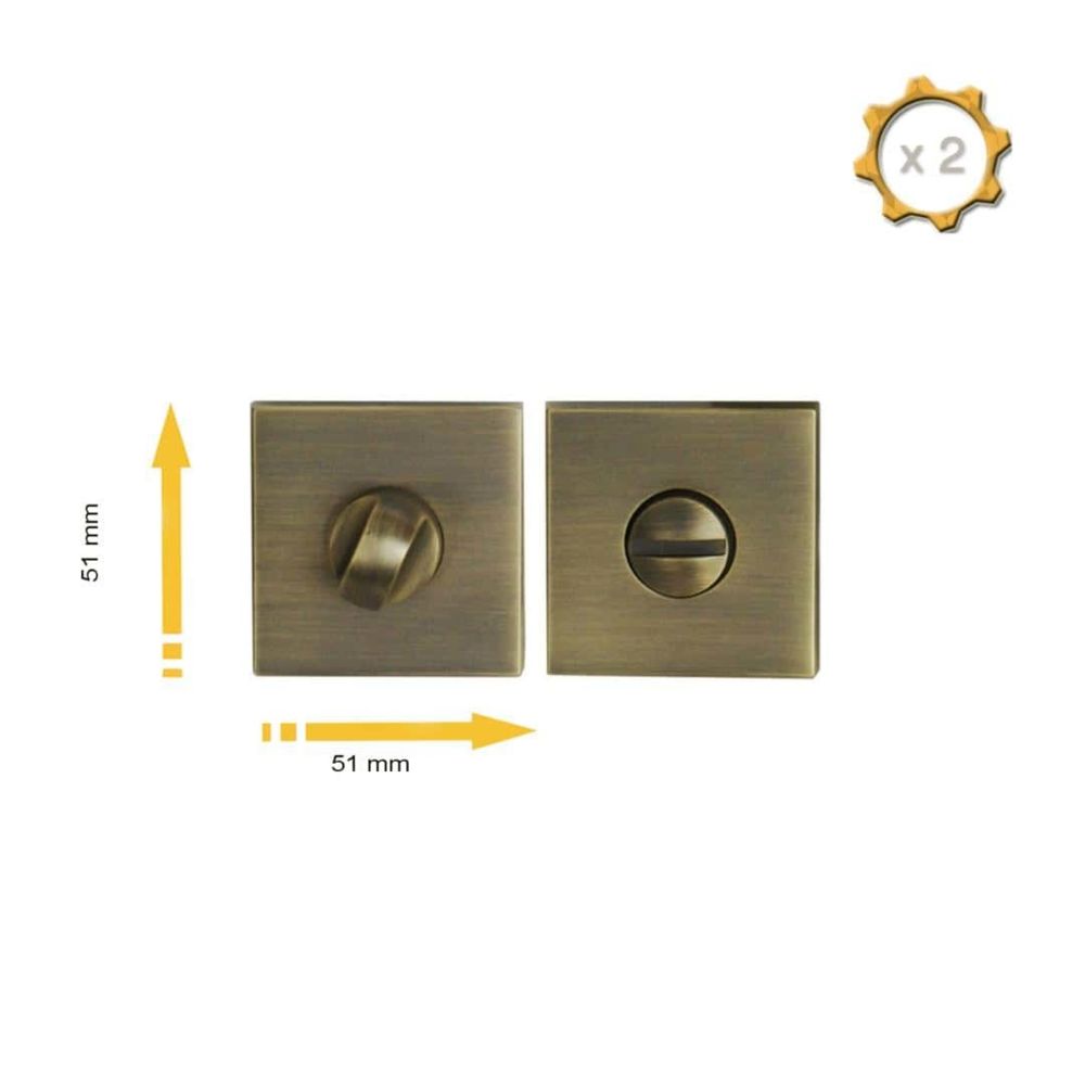 marque generique - Rosaces carrées à condamnation - finition bronze x2 - Poignée de porte