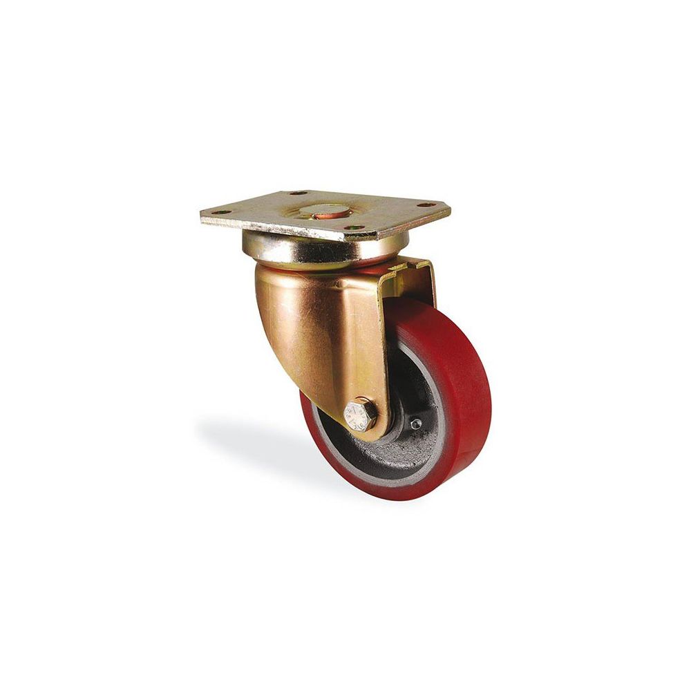 marque generique - Roulette pivotante polyuréthane rouge forte charge diamètre 200mm charge 1000kg - Cheville