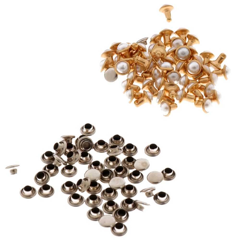 marque generique - 100 pcs demi perle rivets en cuir artisanat goujons pour ceintures chaussures sac 10mm ruban - Boulonnerie