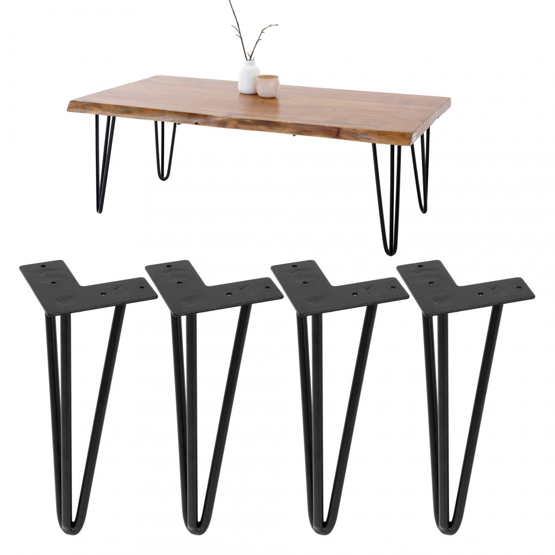 Ecd Germany - ML-Design Jeu de 4 pieds de table, avec 3 entretoises, 20,5 cm, noir, en métal thermolaqué - Cheville
