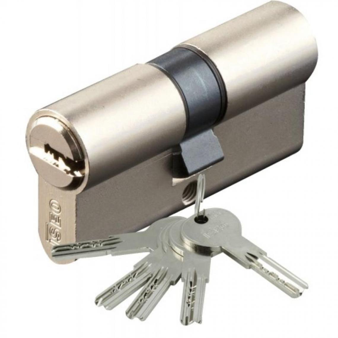 Iseo City - Cylindre type ISR6 sur numéro suivi AGL 697 laiton nickelé 3 clés 40 x 45 - Cylindre de porte